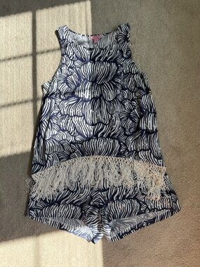 Lilly Pulitzer Navy & White Printed Short Set